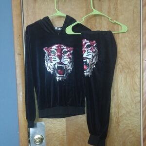 Black Velvet Tiger Hoodie and Joggers